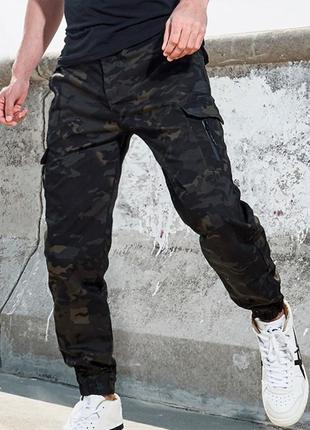 Тактичні штани s.archon sh9 camouflage black s чоловічі камуфляж2 фото