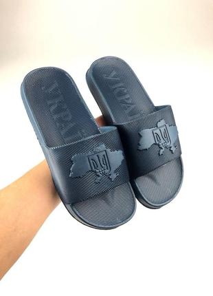 Мужские тапочки украина темно-синие , обувь на лето3 фото