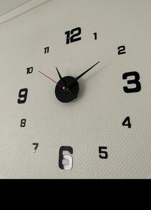 Годинник настінний метал цифри на липучці мінімалізм часы настенные 🖤 black friday sale розпродаж6 фото