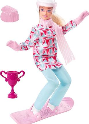 Ігровий набір лялька барбі сноубордист блондинка barbie winter sports snowboarder blonde hcn32