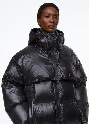 Натуральный длинный оверсайз пуховик h&m premium 11065190025 фото