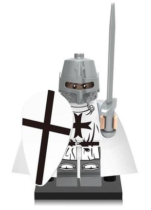 Фігурка білий середньовічний хрестоносець лицар з мечем