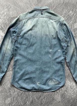 Очень крутая, оригинальная рубашка g-star raw wolker shirt light blue9 фото