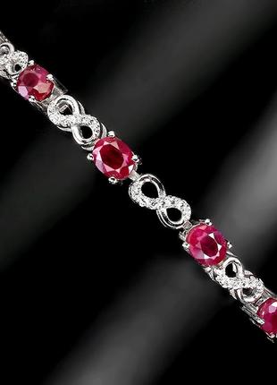 Браслет серебро 925 натуральный рубин
