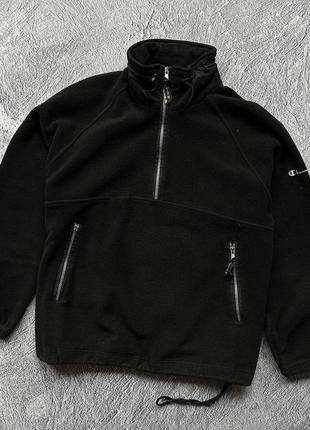 Дуже крута, вінтажна, оригінальна флісова кофта з замком vintage fleece 1/4 zip champion black