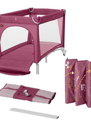 Спальне місце дитячий манеж з двома рівнями дна від народження фіолетовий3 фото