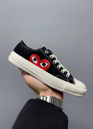 Кеди comme des garçons play x converse low ‘black’1 фото