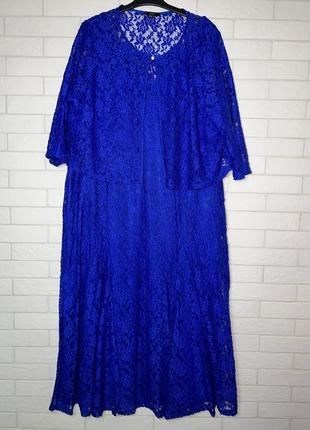Сукня, плаття з накидкою кофтою, комплект, батал, великого розміру, електрик, мереживо