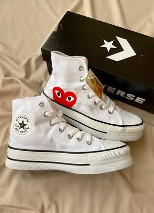 Кеди comme des garçons play x converse ‘white’5 фото