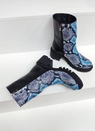 Екслюзивні черевики з італійської шкіри та замші жіночі рептилія5 фото