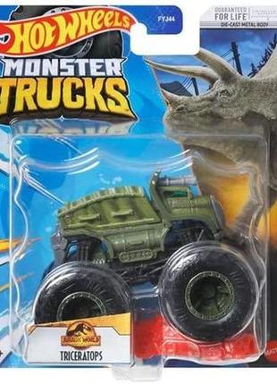 Машинка-внедорожник hot wheels monster trucks 1:64 triceratops fyj44/hnw35