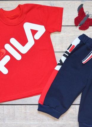 Стильный летний костюм с бриджами для мальчика "fila"1 фото