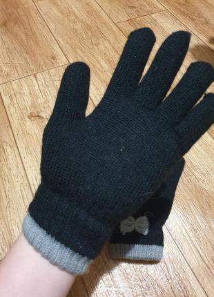 Kik теплищи двойные перчатки с бантиком3 фото