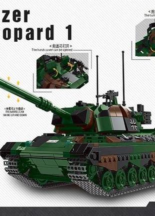 Військовий конструктор німецький танк леопард leopard 1 kampfpanzer для в коробці (1145 деталей)2 фото