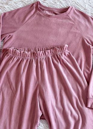 Нежная розовая пижама love to lounge в рубчик1 фото