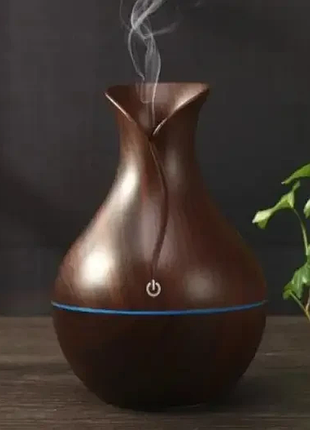 Зволожувач повітря темно-коричний humidifier ultrasonic aroma з підсвічуванням | очищувач повітря