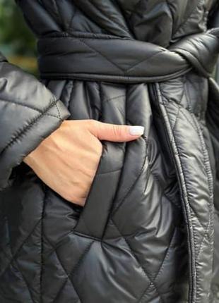 Жіноче стьобане пальто з капюшоном 128 куртка весна/ осінь ( 42-44, 46-48, 50-52  великі розміри батал)4 фото