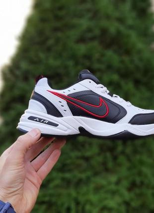 Кроссовки мужские демисезон nike air monarch белые с черным и синим2 фото