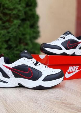 Кросівки чоловічі демісезон nike air monarch білі з чорним та синім