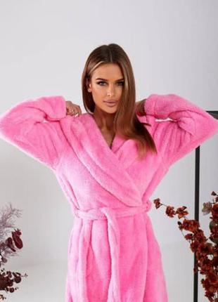 Жіночий теплий домашній халат 160/0050 короткий махровий  (42/48 оверсайз  розміри)6 фото