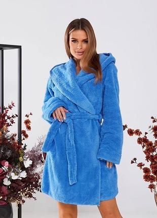 Жіночий теплий домашній халат 160/0050 короткий махровий  (42/48 оверсайз  розміри)10 фото