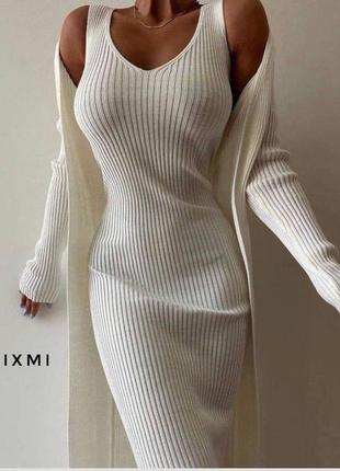 Жіноча сукня облягаюча 9117 плаття рубчик   + кардиган (42-46, 48-50 розмір)3 фото