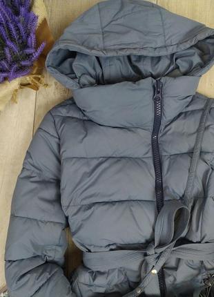 Женское зимнее пальто пуховик miss sun с сумкой муфтой цвет синий размер xl2 фото