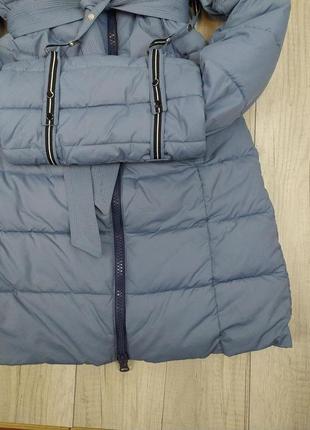 Женское зимнее пальто пуховик miss sun с сумкой муфтой цвет синий размер xl3 фото