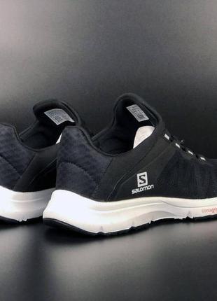 Кросівки чоловічі salomon contagrip чорні з білим модні бігові кросівки сітка3 фото