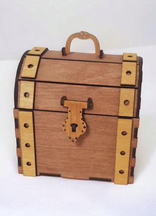 Дерев'яна шкатулка-скринька для зберігання коричневий+сосна1 фото