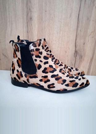 Итальянские натуральные кожаные челси, женские ботинки демисезон, ботинки леопардовый принт, р. 39
