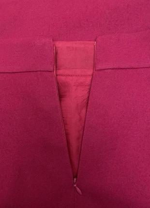 Дивовижна кашемірова спідниця, юбка, міді, колір фуксії, рожева, малинова, пряма, з кишенями, олівець,8 фото