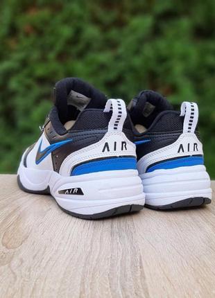 Кроссовки мужские демисезон nike air monarch белые с черным и синим7 фото