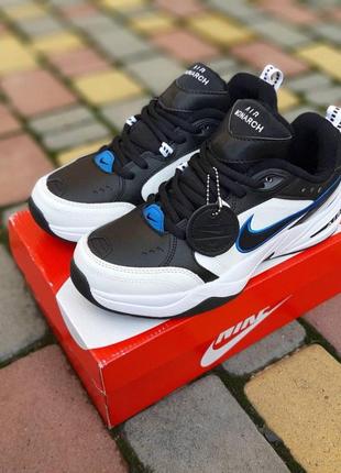 Кроссовки мужские демисезон nike air monarch белые с черным и синим4 фото