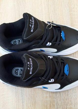 Кроссовки мужские демисезон nike air monarch белые с черным и синим8 фото