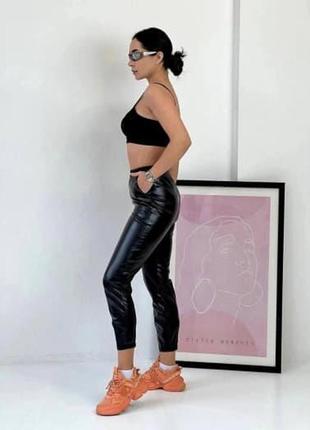 Жіночі брюки еко шкіра  5197/0019 штани джогери  (42, 44, 46, 48  розімри )3 фото