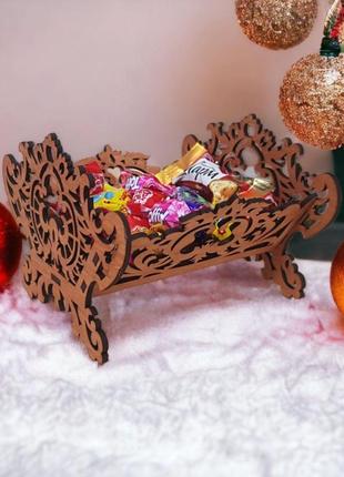 Цукерниця дерев'яна підставка для цукерок фруктів красива цукерниця1 фото