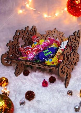 Цукерниця дерев'яна підставка для цукерок фруктів красива цукерниця2 фото