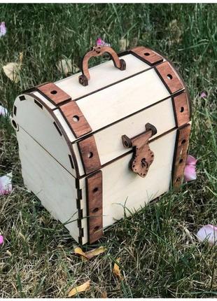 Дерев'яна шкатулка-скринька для зберігання білий+коричневий