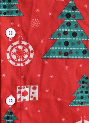 Чоловіча новорічна сорочка довгий рукав різдвяна санта клаус олень червона м 464 фото