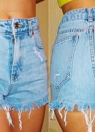 Джинсові шорти з високою посадкою pull&bear на худишку