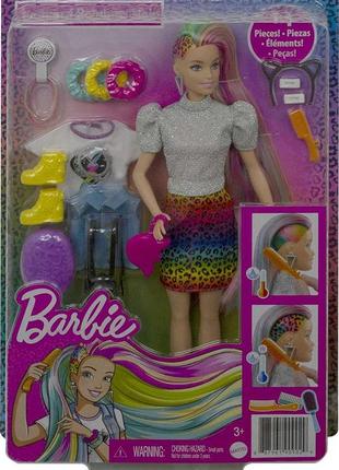 Ігровий набір лялька барбі веселий леопард barbie leopard rainbow hair doll grn816 фото