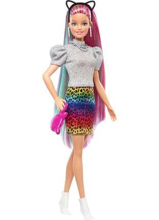 Ігровий набір лялька барбі веселий леопард barbie leopard rainbow hair doll grn815 фото