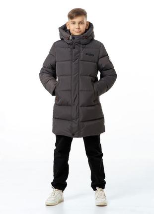 Куртка зимова для хлопчика підлітка дитячий на екопусі brendon сірий зимовий пуховик nestta на зиму1 фото