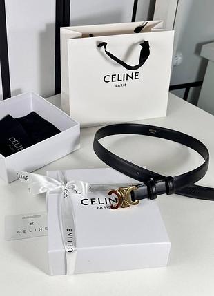 Ремень женский кожаный черный в стиле celine