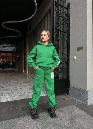 Теплий спортивний костюм вільного крою оверсайз на флісі