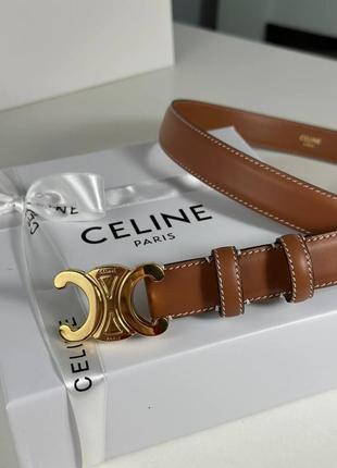 Ремень женский кожаный коричневый в стиле celine