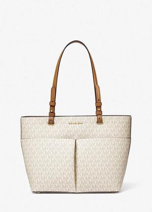 Женская сумка michael kors bedford medium logo tote bag цвет vanilla/acorn 30t9gbft2b