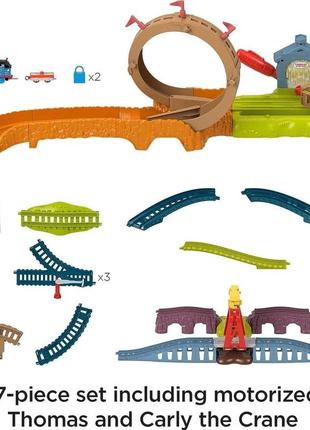 Игровой набор паровозик томас с петлей и краном карли thomas friends toy train loop launch maintenance hjy305 фото