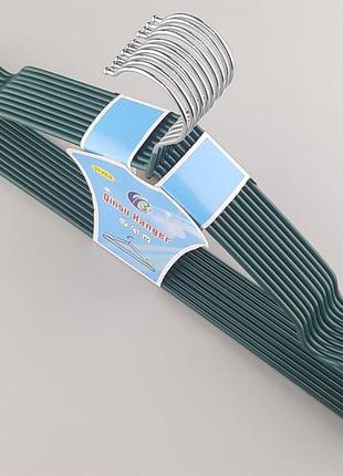 Плічка вішалки металевий в силіконовому покритті зеленого кольору, довжина 40 см, в упаковці 10 штук